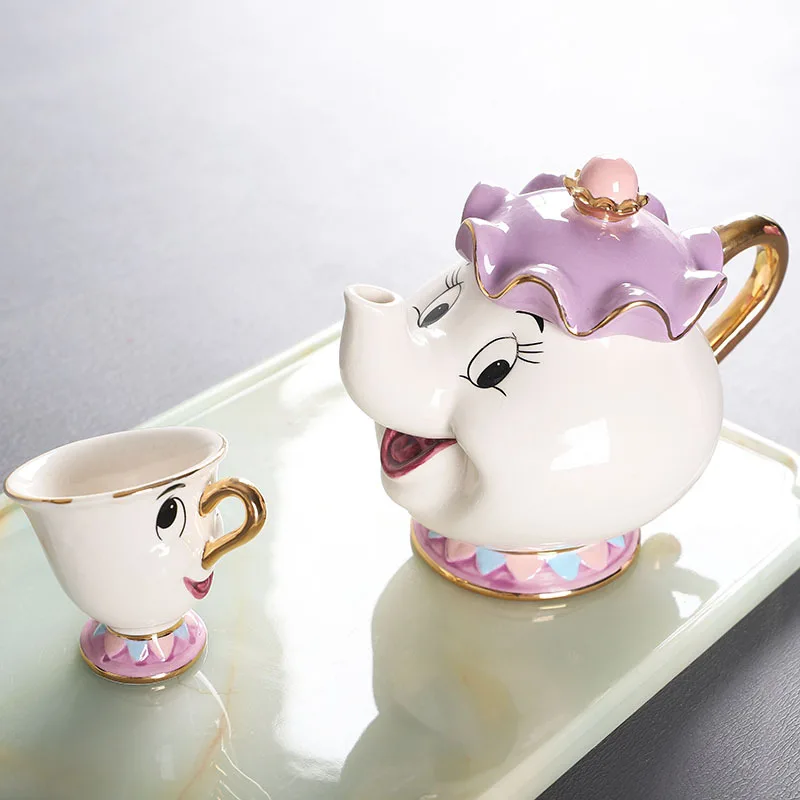 Tea Coffee Pot Set - กาน้ำชาการ์ตูนใหม่ น่ารัก ลายบิวตี้แอนด์เดอะบีสต์ แก้วกาแฟ มิสซิส พอตส์