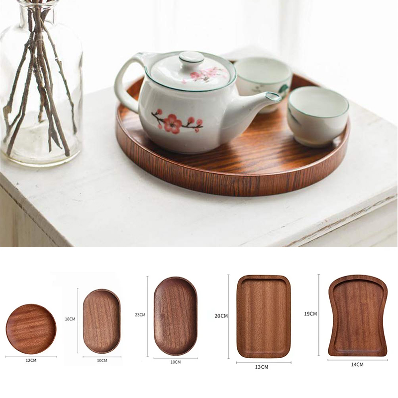 Coffee Tea Japan - วอลนัทถาดไม้ Ins ลมจานไม้ขนาดเล็กญี่ปุ่นจานอาหารค่ํารูปสี่เหลี่ยมผืนผ้าเค้กขนมปังชากาแฟถาดไม้เนื้อแข็ง