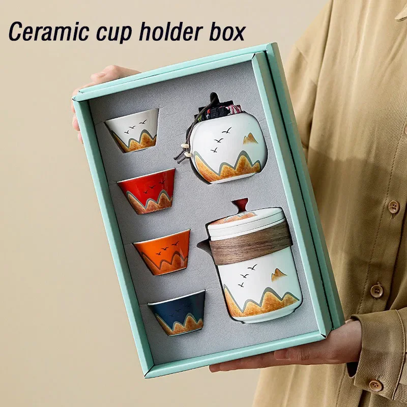 Coffee Tea Jar Set - ของขวัญกล่อง,สไตล์จีนเซรามิคถ้วยชา,กาน้ําชาเซรามิคพอร์ซเลน,กระป๋องชา,ถ้วยกาแฟเอสเปรสโซ,เครื่องปั้นดินเผาแก้วกาแฟ,แก้ว,1 ชุด