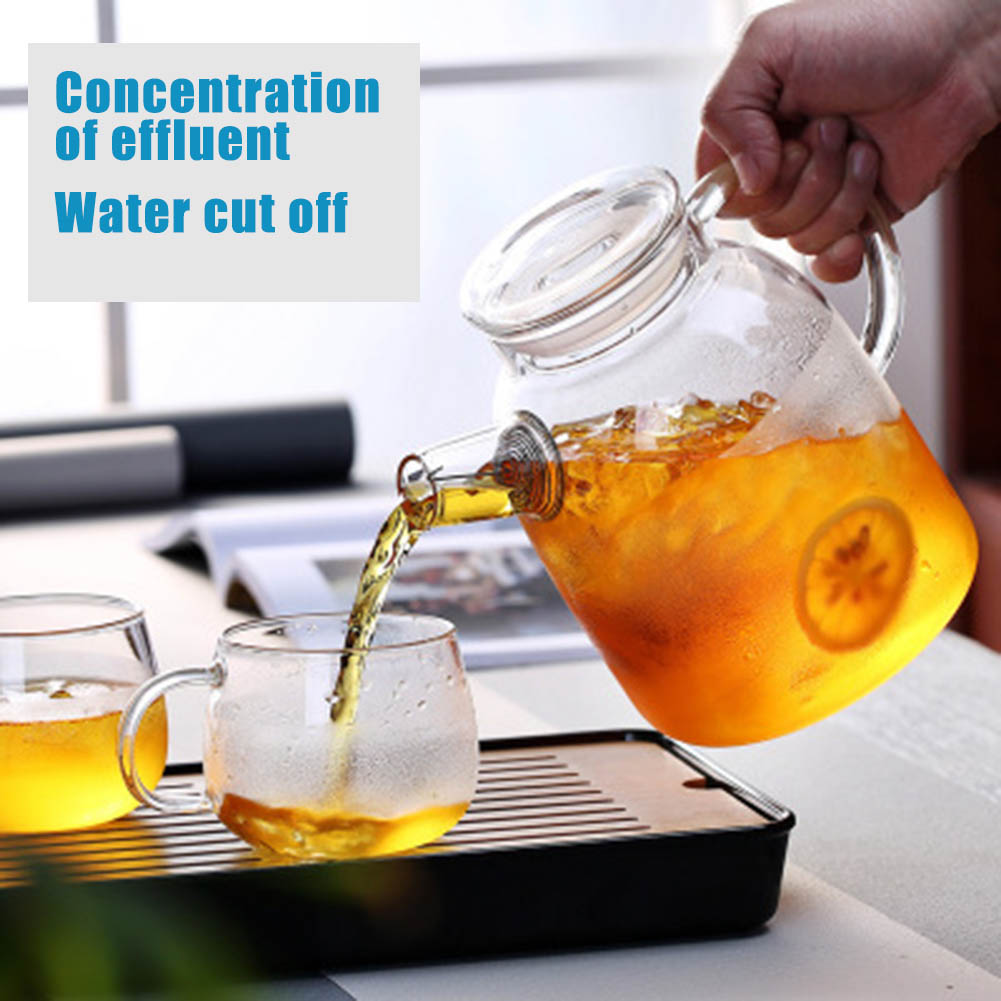 Coffee Tea Jar Set - 1000/1600ml โปร่งใส Borosilicate แก้วกาน้ําชาทนความร้อนหม้อชาดอกไม้ชุดชากาแฟหม้อกาต้มน้ําแก้วเหยือกน้ํา