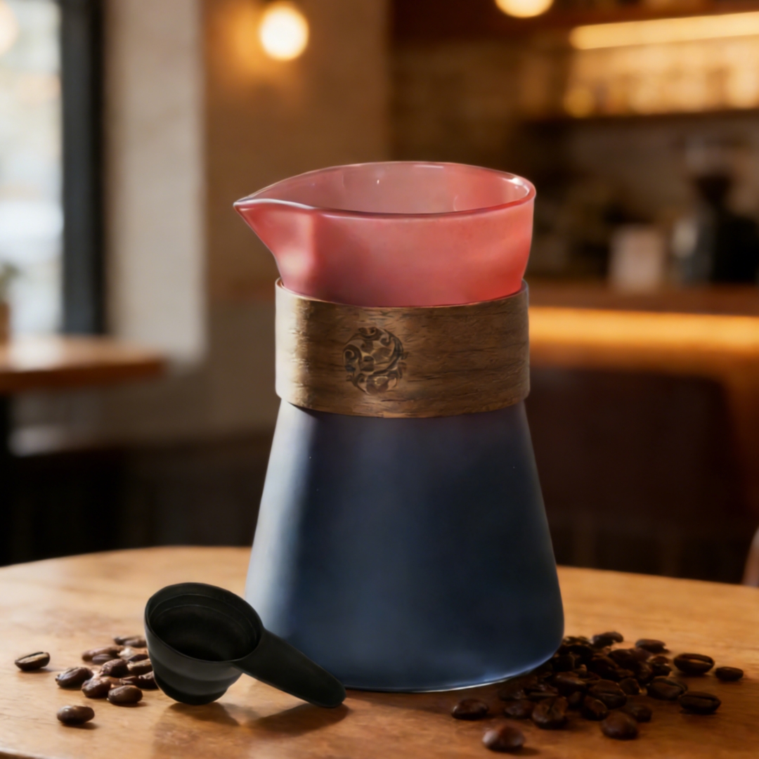 Coffee Tea Decanter - เหยือกกาแฟแก้ว 16 ออนซ์ พร้อมชั้นไม้ทนความร้อน, เหยือกกาแฟแบบดริปและที่กรองชา -
