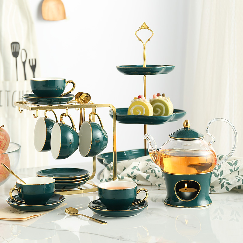 Tea Coffee Pot Set - Nordic เซรามิคชุดชา Porcelain ถ้วยชาหอมหม้อ Candler กรองดอกไม้ชุดกาน้ําชา