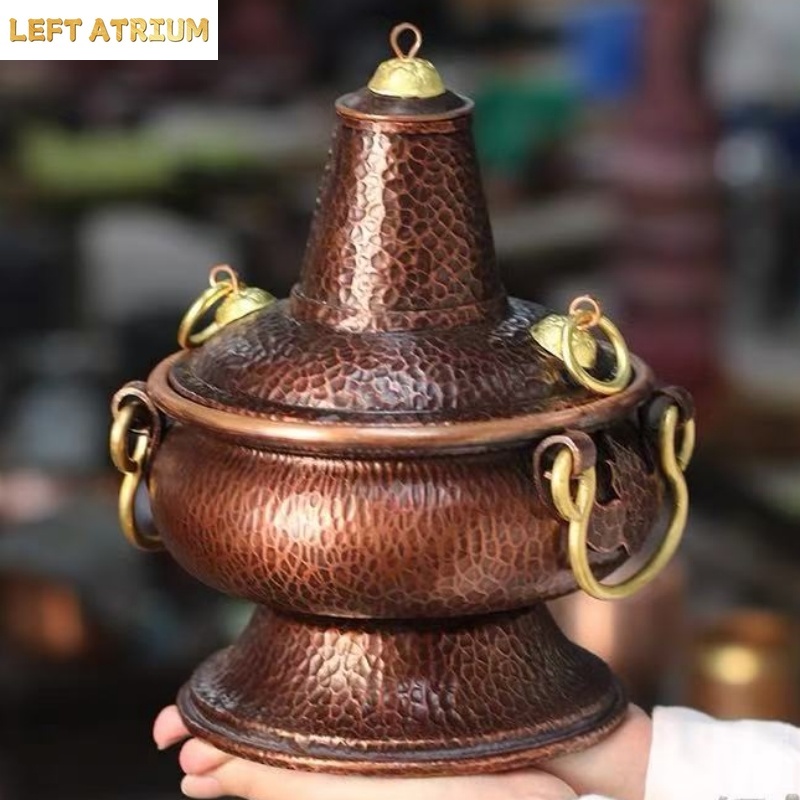 Coffee Leaves Tea - หม้อทองแดงแท้เอนกประสงค์ งานแฮนด์เมด แจกันใบไม้ ภาชนะใส่เมล็ดกาแฟ กระถางธูป กล่องเก็บใบชา