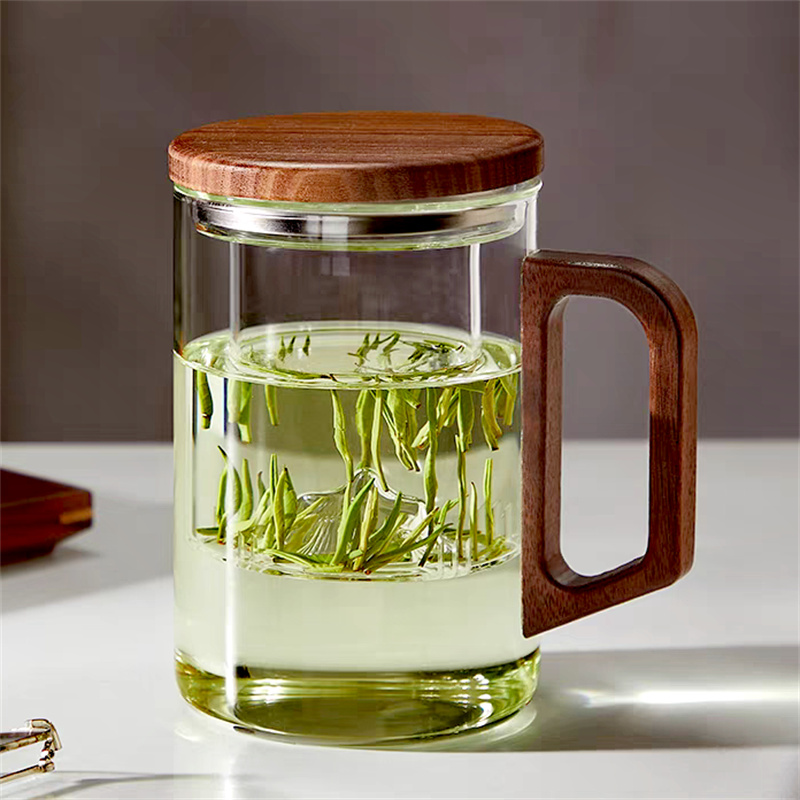 Coffee Tea Japan - ขนาดใหญ่ความจุ 800ml 1000ml ชาน้ําแยกแก้วชาแก้วภูเขาด้านล่างกรองทนความร้อนชาถ้วย Teaware