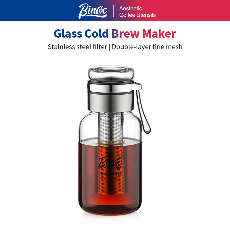 Coffee Tea Brew - เครื่องชงกาแฟโคลด์บรูว์ Bincoo พร้อมที่กรองชาแบบยาวทำจากสแตนเลส และเหยือกเก็บความเย็นแบบสุญญากาศ