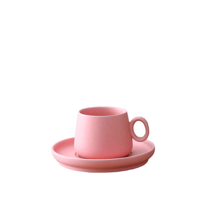 Morning Tea Coffee - แก้วกาแฟเซรามิกเคลือบด้าน INS Macaron พร้อมจานรอง สำหรับอาหารเช้า ชา