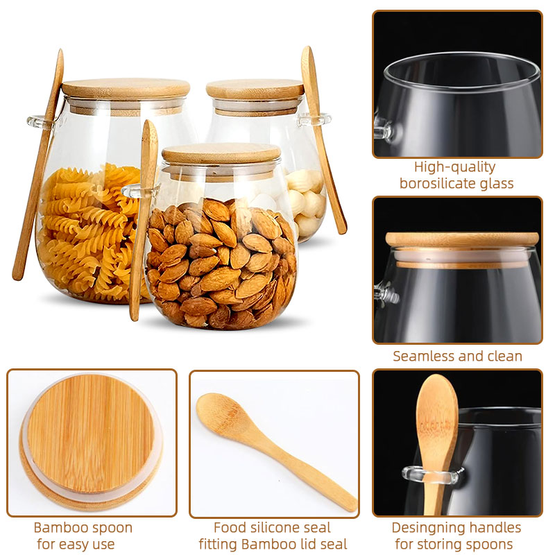 ขวดโหลแก้วปิดผนึกพร้อมช้อนและฝ - Coffee Tea Jar Set บทวิจารณ์และราคา