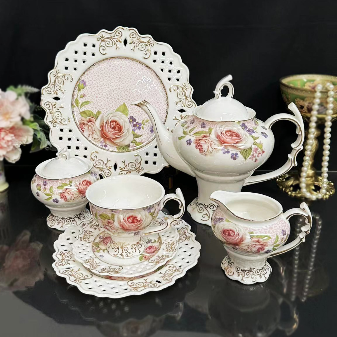 ชุดน้ำชาและกาแฟสไตล์พระราชวัง  - Coffee Tea Jar Set บทวิจารณ์และราคา