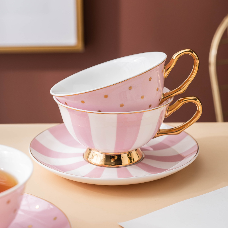 แก้วกาแฟเซรามิกสีชมพูพร้อมจานร - Coffee Tea Sugar Set บทวิจารณ์และราคา