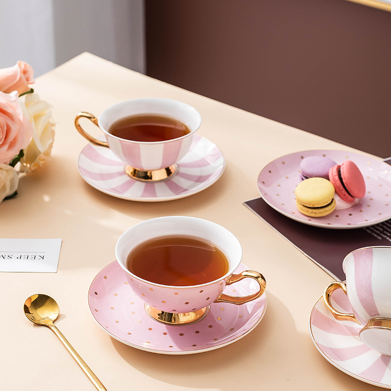 แก้วกาแฟเซรามิกสีชมพูพร้อมจานร - Coffee Tea Sugar Set บทวิจารณ์และราคา