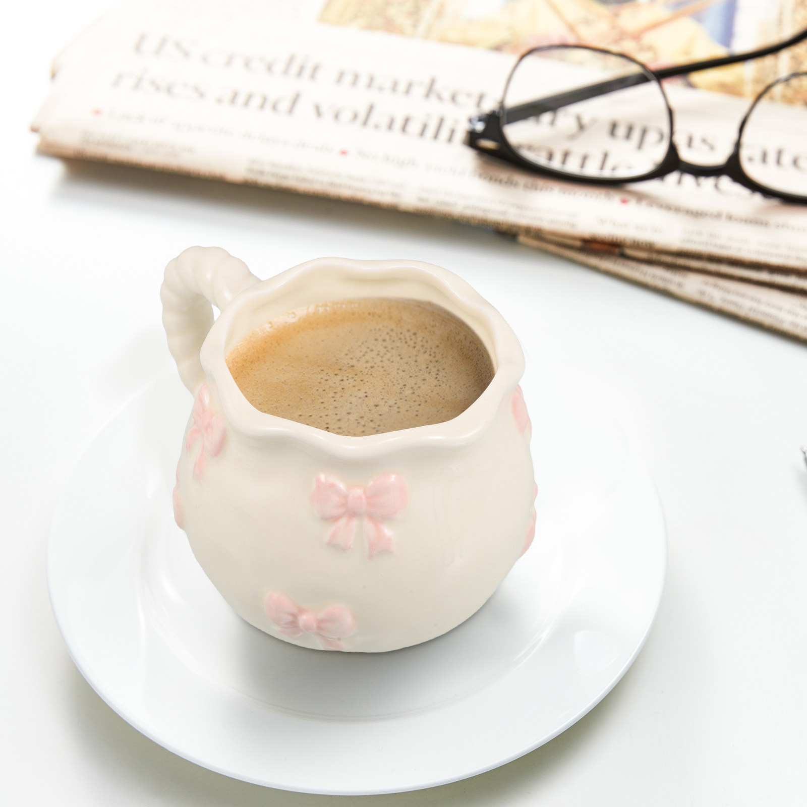 แก้วเซรามิค 3 มิติ ลายโบว์ ดีไ - Morning Tea Coffee บทวิจารณ์และราคา