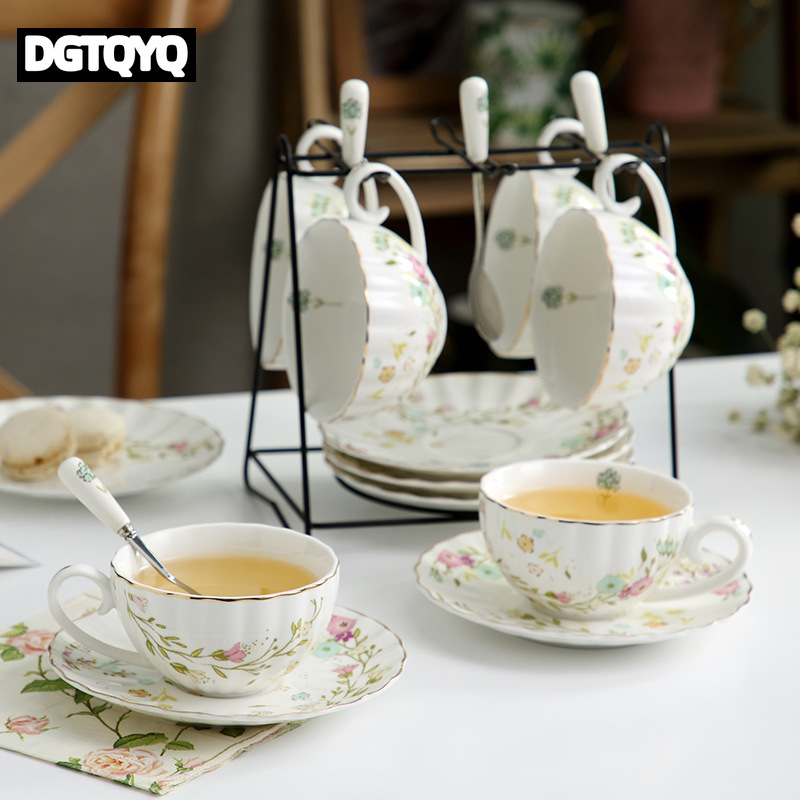 ชุดถ้วยกาแฟเซรามิกวินเทจลายดอก - Coffee Tea Sugar Set บทวิจารณ์และราคา