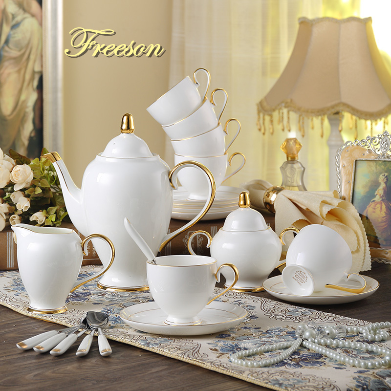 Grace Bone ชุดกาแฟจีนสีขาวทอง  - Coffee Tea Sugar Set บทวิจารณ์และราคา