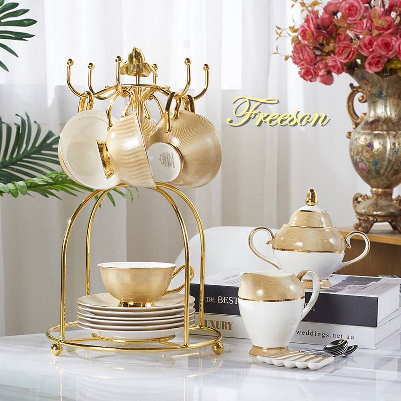 Luxury Goldกาแฟจีนชุดชาชุดขั้น - Coffee Tea Sugar Set บทวิจารณ์และราคา