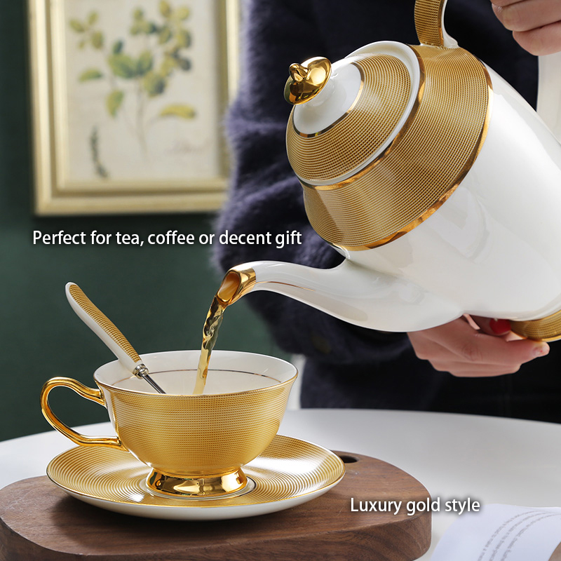 Luxury Goldกาแฟจีนชุดชาชุดขั้น - Coffee Tea Sugar Set บทวิจารณ์และราคา
