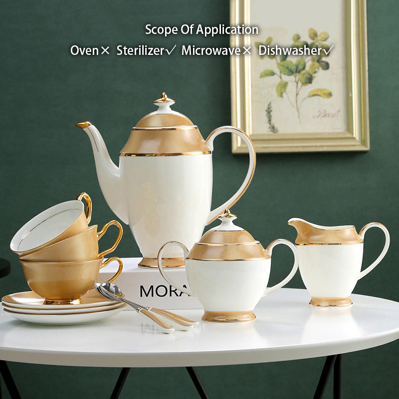 Luxury Goldกาแฟจีนชุดชาชุดขั้น - Coffee Tea Sugar Set บทวิจารณ์และราคา