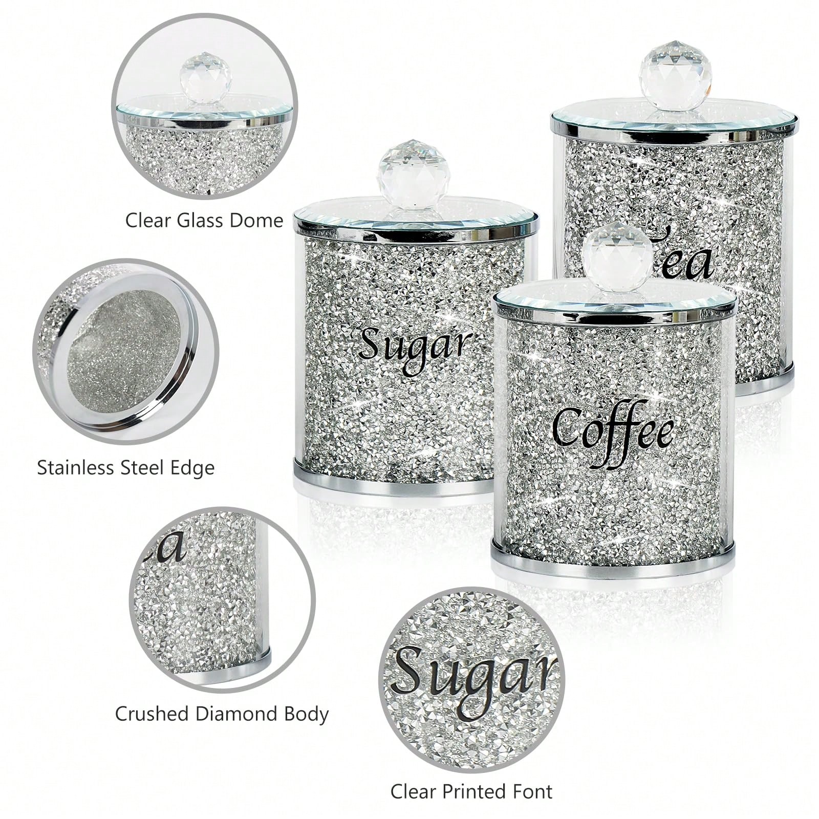 ชุดกระปุกเก็บของในครัวลายเพชรร - Coffee Tea Jar Set บทวิจารณ์และราคา