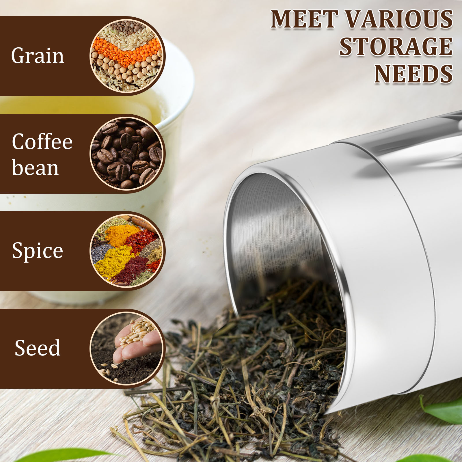 สแตนเลสสตีลชาใบกระป๋องกระป๋องห - Coffee Leaves Tea บทวิจารณ์และราคา