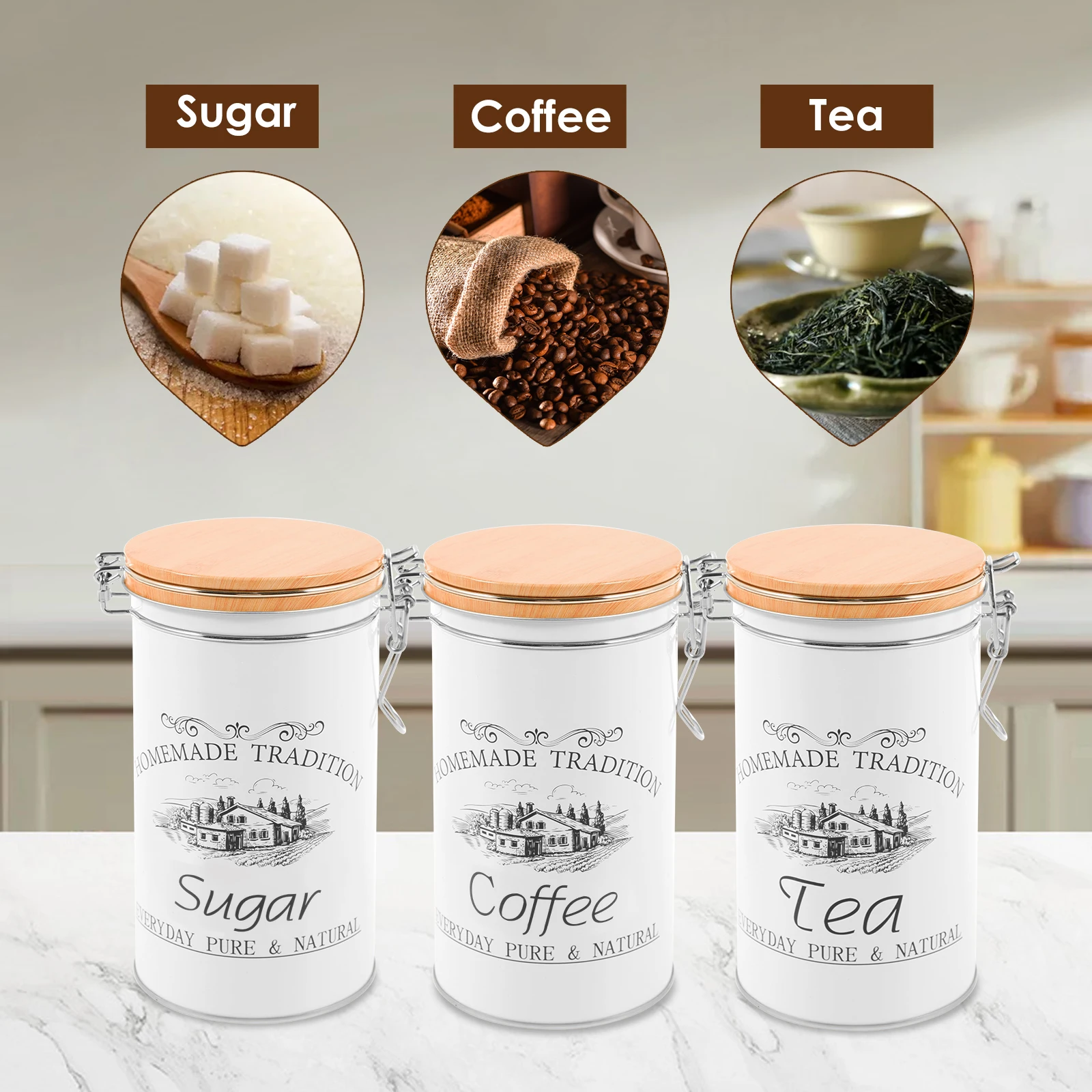 3 ชิ้น/เซ็ต กระป๋องชา กาแฟ น้ำ - Coffee Tea Jar Set บทวิจารณ์และราคา