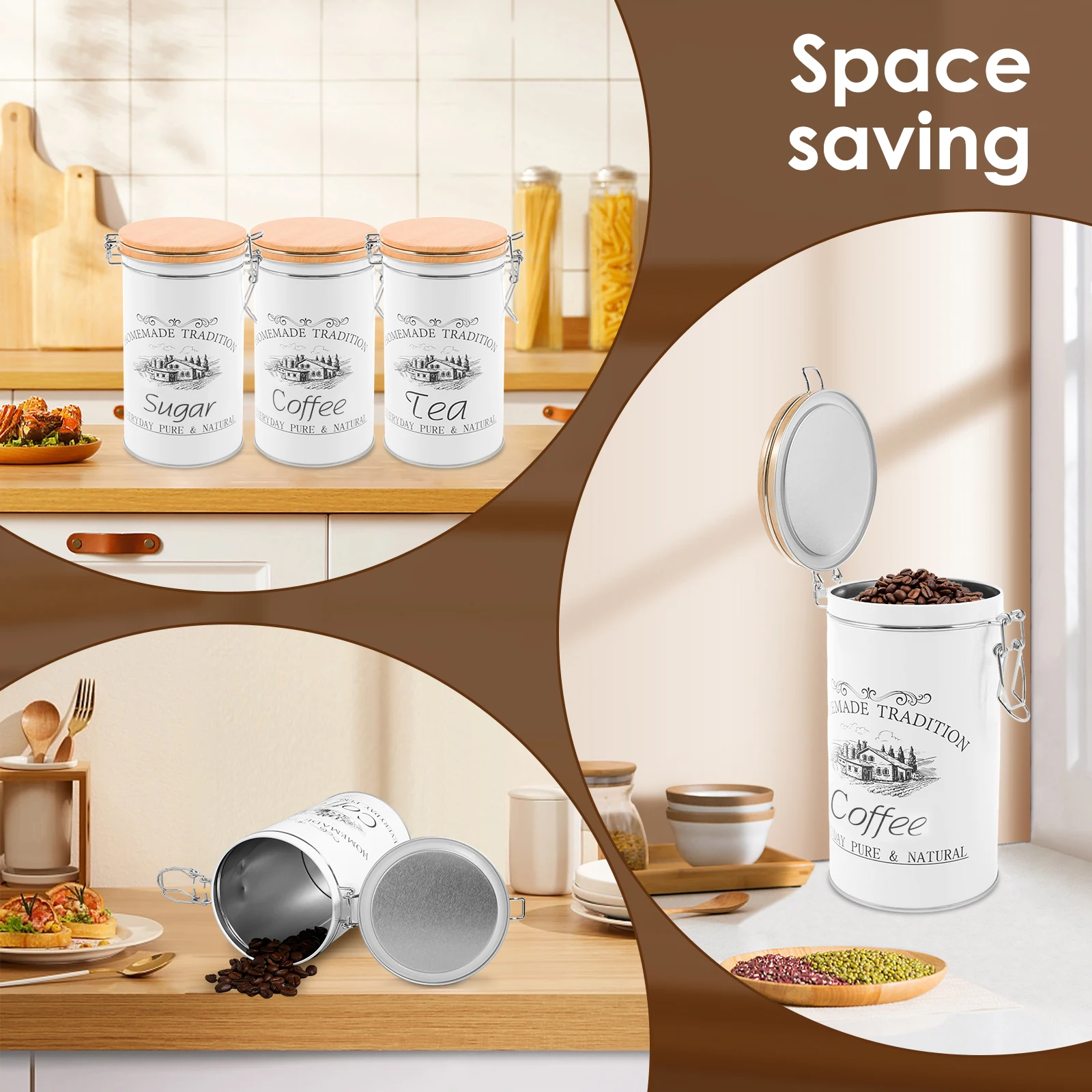 3 ชิ้น/เซ็ต กระป๋องชา กาแฟ น้ำ - Coffee Tea Jar Set บทวิจารณ์และราคา