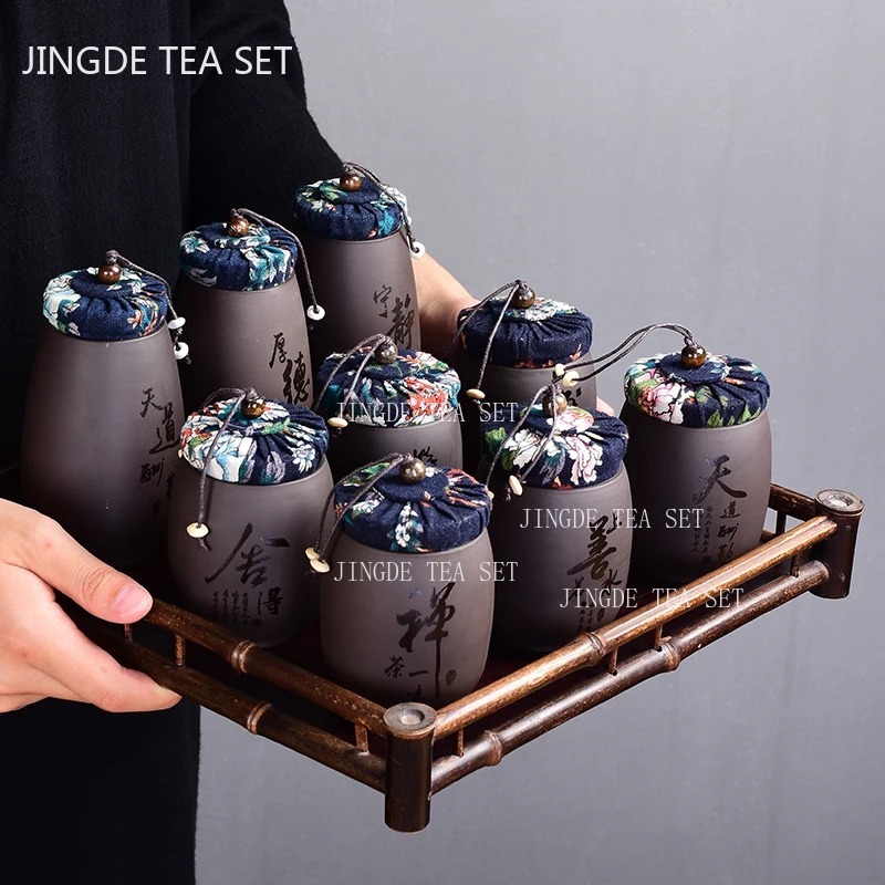 จีนทรายสีม่วงชาขนาดเล็ก Jar บ้ - Coffee Tea Jar Set บทวิจารณ์และราคา