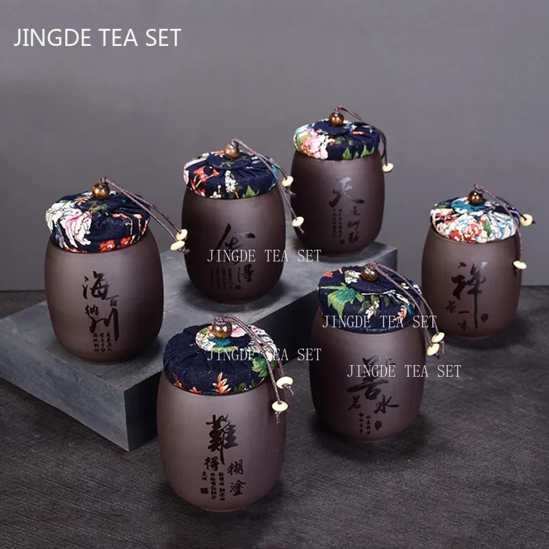 จีนทรายสีม่วงชาขนาดเล็ก Jar บ้ - Coffee Tea Jar Set บทวิจารณ์และราคา
